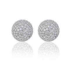 Fashion inlaid zircon earrings ball bead copper earrings studs