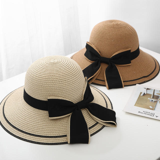 Sweet bow summer mommy baby straw hat beach hat