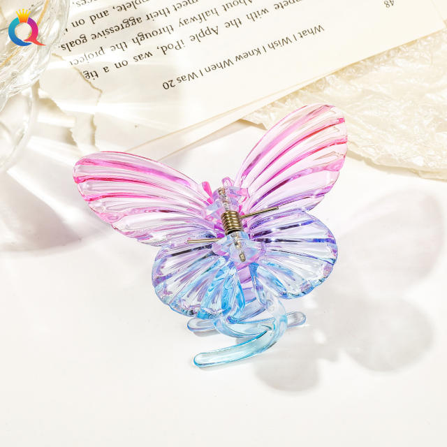 Gradient transparent square hair clip butterfly women's hair claw clips