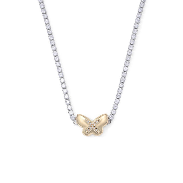 New tennis chain mix color clover star heart pendant copper necklace