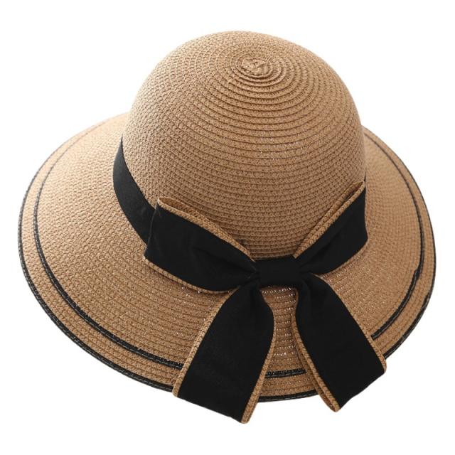 Sweet bow summer mommy baby straw hat beach hat