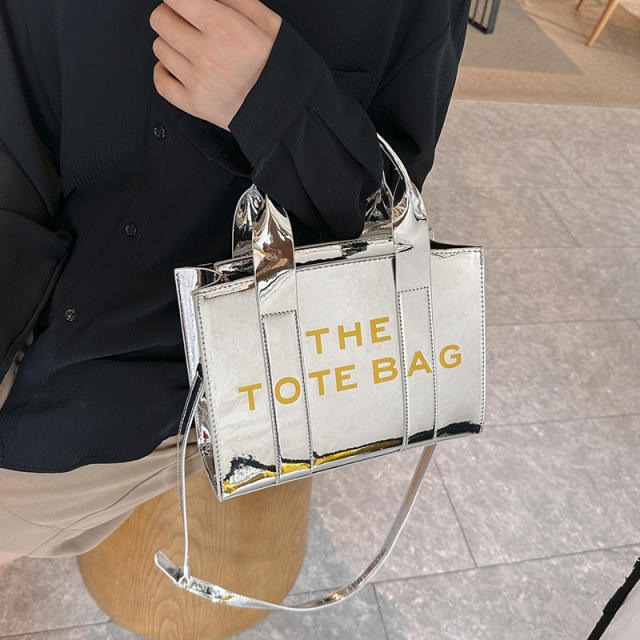 Bright Leather Simple tote Bag