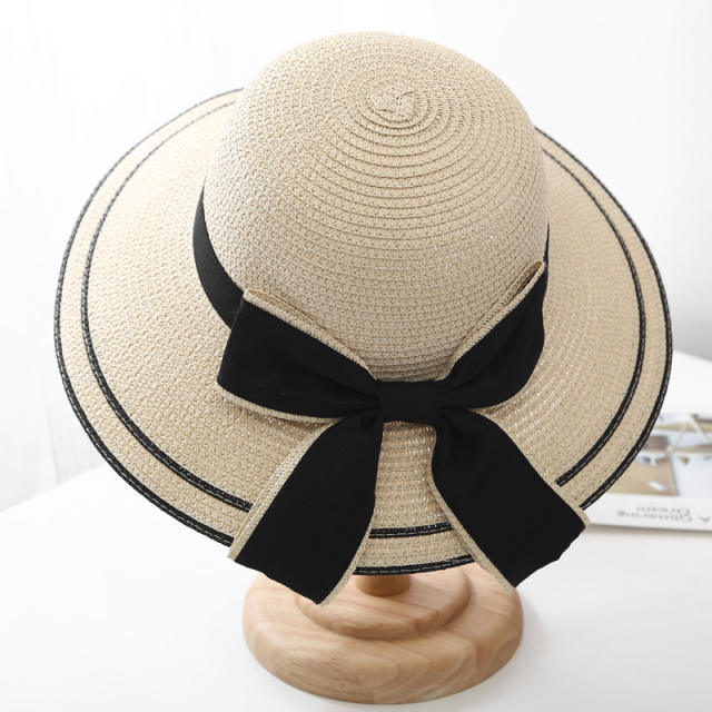 Sweet bow summer mommy baby straw hat beach hat