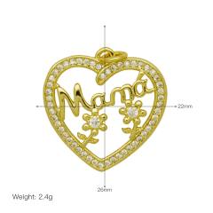 Hollow out heart MAMA mom letter copper pendant diy jewelry accessory(without chain)