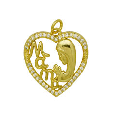 Hollow out heart MAMA mom letter copper pendant diy jewelry accessory(without chain)