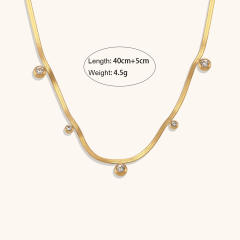 Delicaate snake chain diamond stainless steel necklace choker
