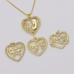 Hollow out heart MAMA mom letter copper pendant diy jewelry accessory(without chain)
