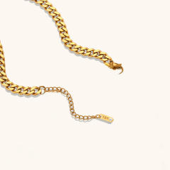 Thick cuban link chain diamond stainless steel necklace choker