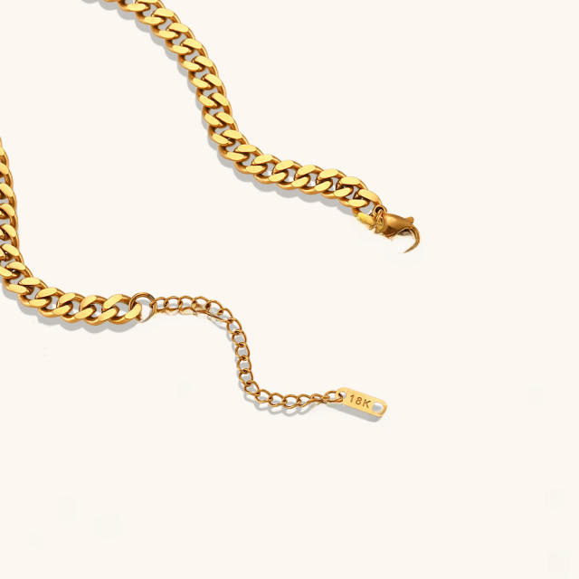 Thick cuban link chain diamond stainless steel necklace choker