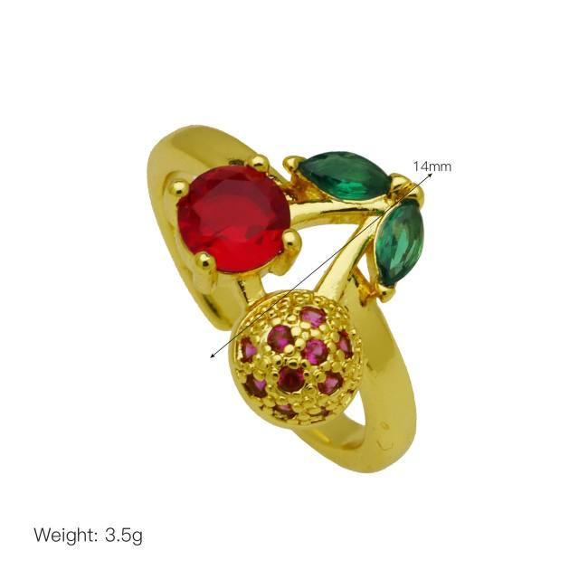 18KG sweet diamond cherry copper rings