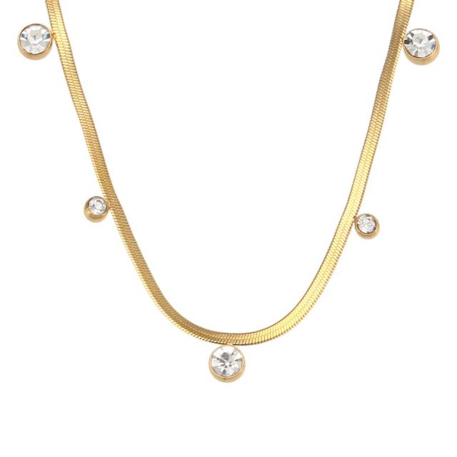 Delicaate snake chain diamond stainless steel necklace choker
