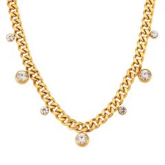 Thick cuban link chain diamond stainless steel necklace choker