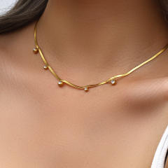 Delicaate snake chain diamond stainless steel necklace choker