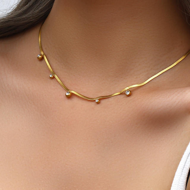 Delicaate snake chain diamond stainless steel necklace choker