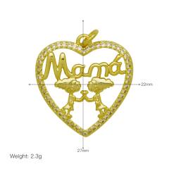 Hollow out heart MAMA mom letter copper pendant diy jewelry accessory(without chain)