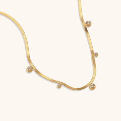 Delicaate snake chain diamond stainless steel necklace choker