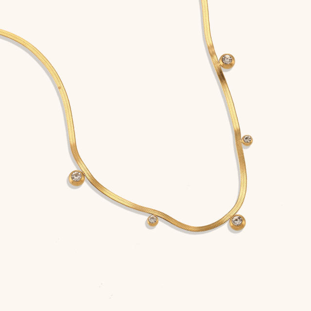Delicaate snake chain diamond stainless steel necklace choker