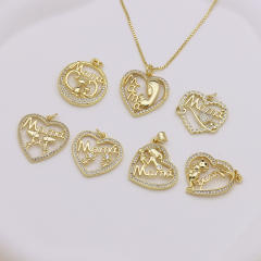 Hollow out heart MAMA mom letter copper pendant diy jewelry accessory(without chain)