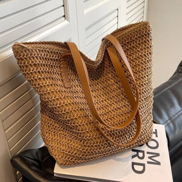 2025 concise design straw beach bag tote bag