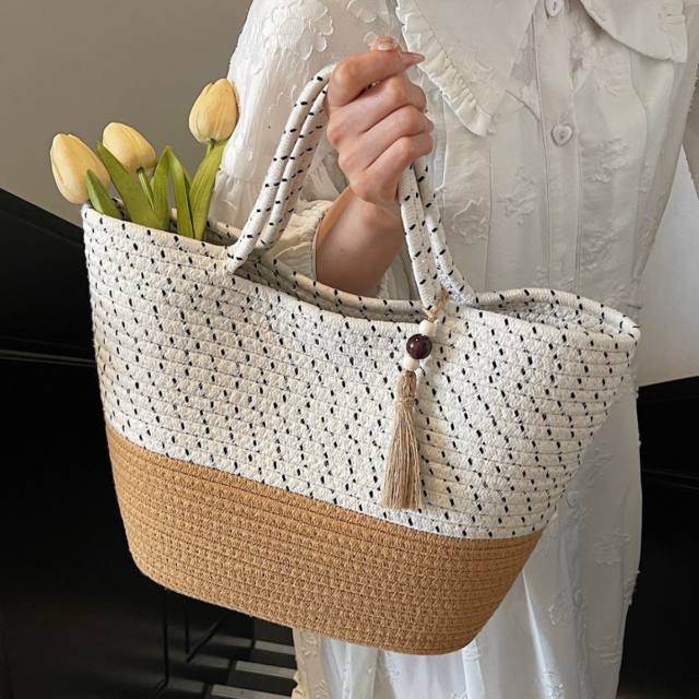 2025 handmade woven large capactiy beach bag tote bag