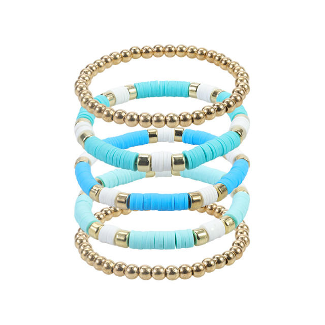 Summer colorful clay beads layer bracelet beach bracelet vacation jewelry