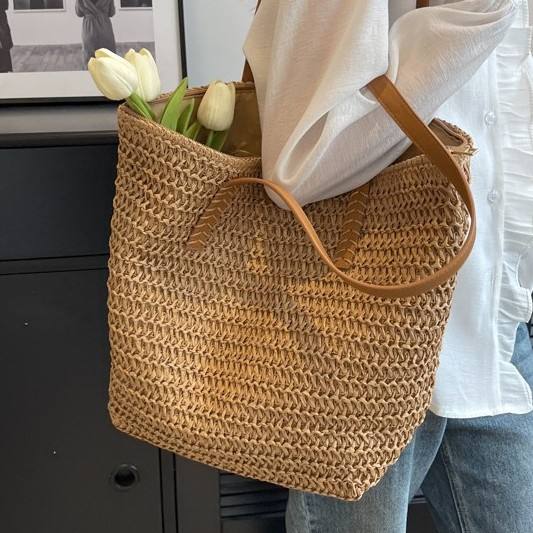 2025 concise design straw beach bag tote bag