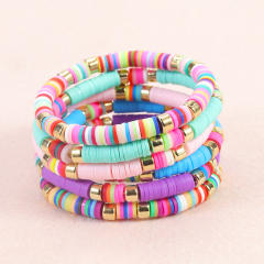 Summer colorful clay beads layer bracelet beach bracelet vacation jewelry