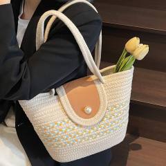 2020 handmade woven pattern beach bag tote bag