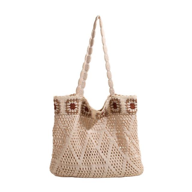 Ethnic Style Woven Bag Women's Hollow Tote Bag All-match Large Capacity beach bag
