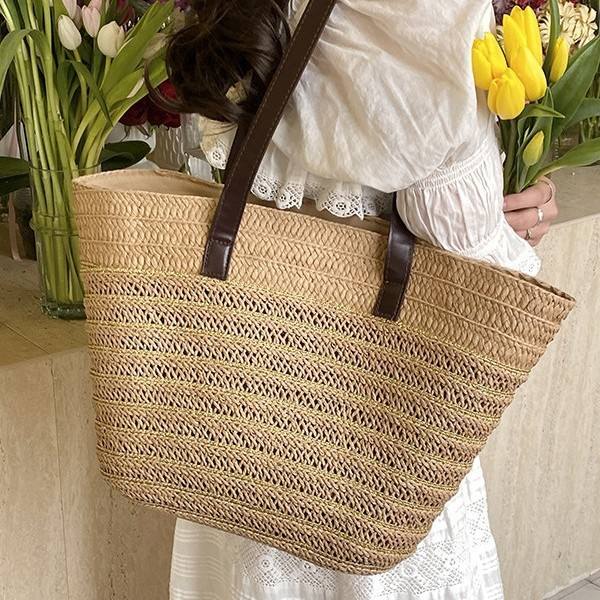 2025 summer holiday vacation large capactiy beach bag tote bag straw hat