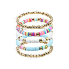 Summer colorful clay beads layer bracelet beach bracelet vacation jewelry
