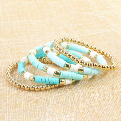 Summer colorful clay beads layer bracelet beach bracelet vacation jewelry