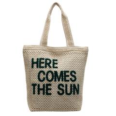 Summer letter pattern straw beach bag tote bag