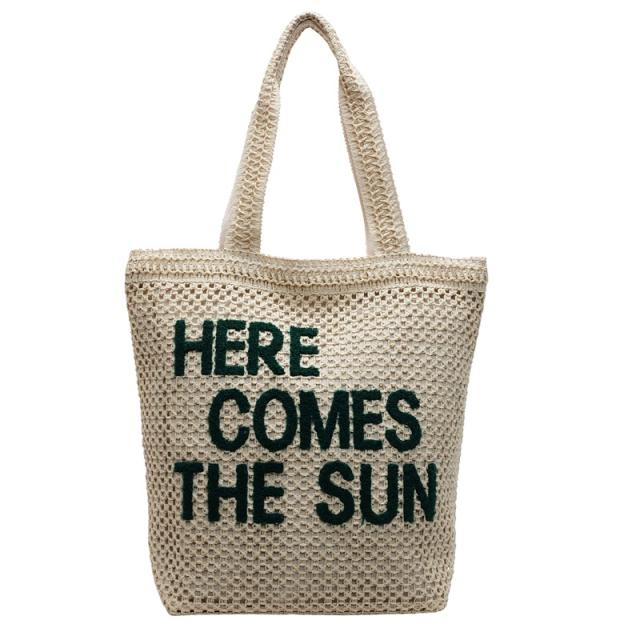 Summer letter pattern straw beach bag tote bag