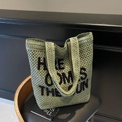 Summer letter pattern straw beach bag tote bag