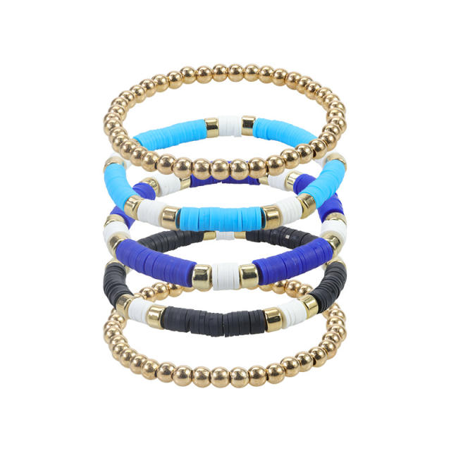 Summer colorful clay beads layer bracelet beach bracelet vacation jewelry