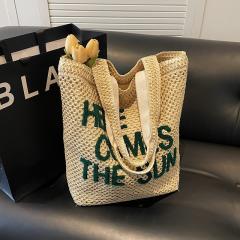 Summer letter pattern straw beach bag tote bag