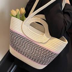 Contrast color seaside beach bag large capacity bag tote bag