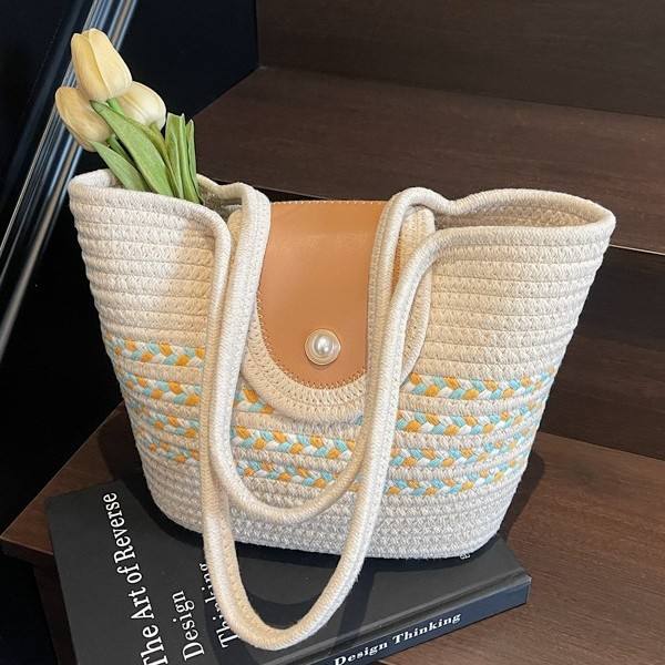 2020 handmade woven pattern beach bag tote bag