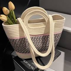 Contrast color seaside beach bag large capacity bag tote bag