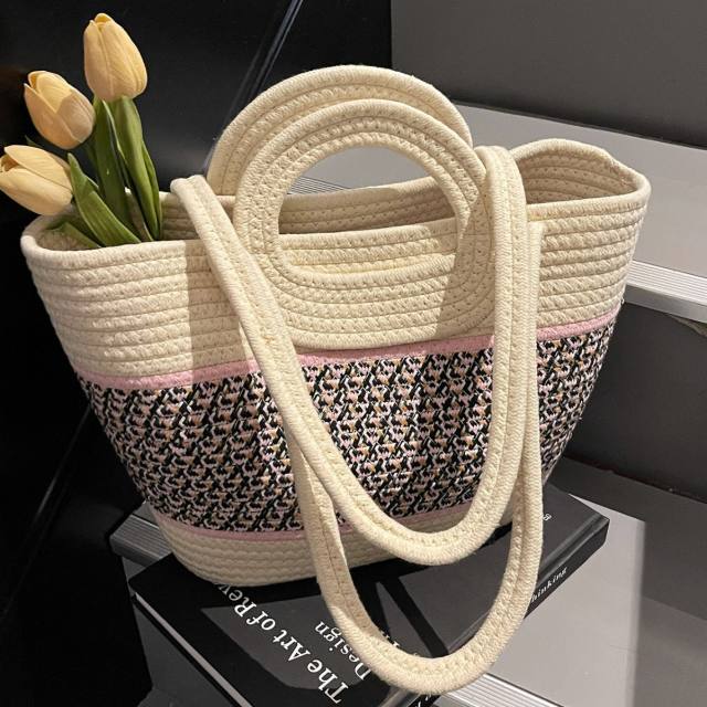 Contrast color seaside beach bag large capacity bag tote bag