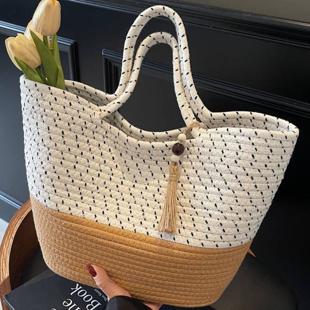 2025 handmade woven large capactiy beach bag tote bag