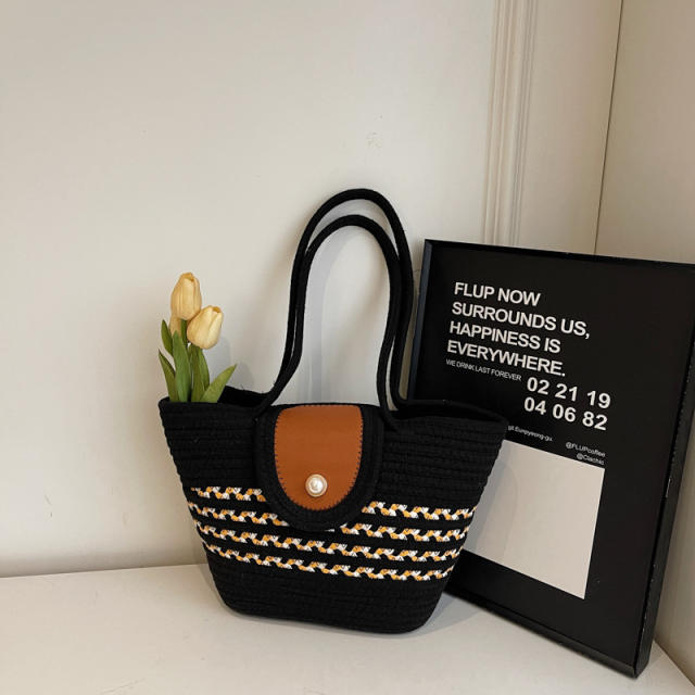 2020 handmade woven pattern beach bag tote bag