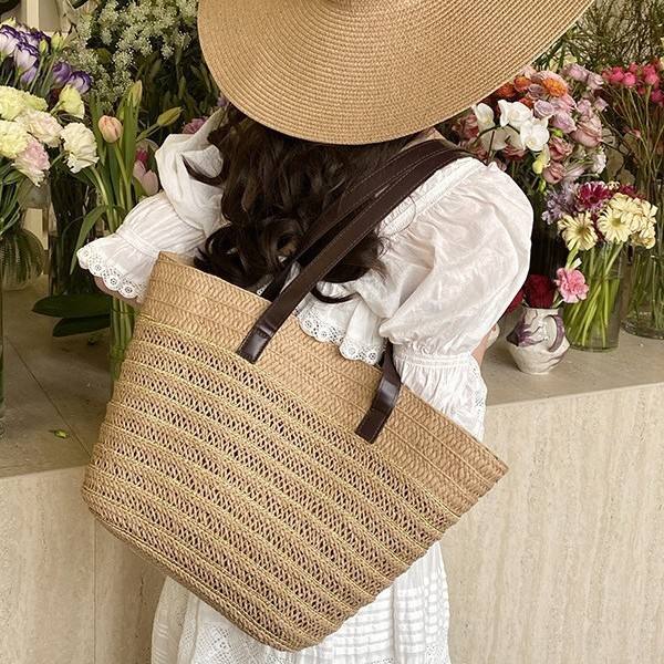 2025 summer holiday vacation large capactiy beach bag tote bag straw hat