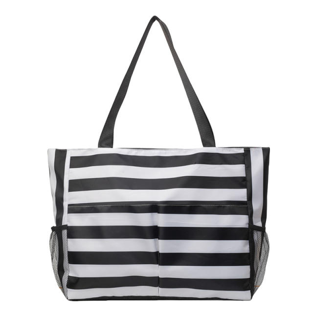 Korean Style Striped Portable Tote Bag Holiday Beach Bag Outgoing Shopping Bag Handbag