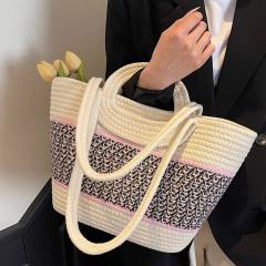 Contrast color seaside beach bag large capacity bag tote bag