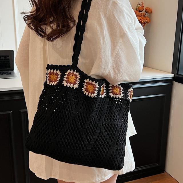 Ethnic Style Woven Bag Women's Hollow Tote Bag All-match Large Capacity beach bag