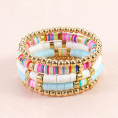 Summer colorful clay beads layer bracelet beach bracelet vacation jewelry