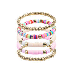 Summer colorful clay beads layer bracelet beach bracelet vacation jewelry