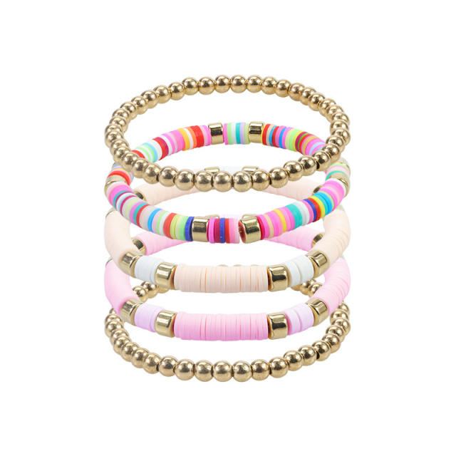 Summer colorful clay beads layer bracelet beach bracelet vacation jewelry